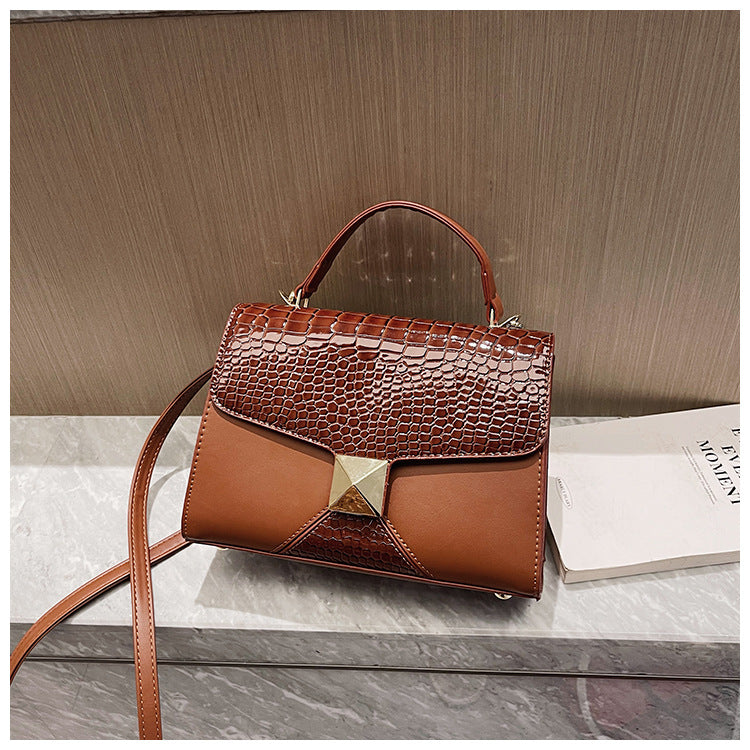 Mining Stone Pattern Stitching Square Pouch Shoulder Bag