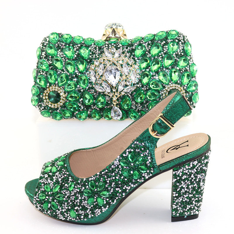 High Heel Style Bag With Rhinestone Shoes