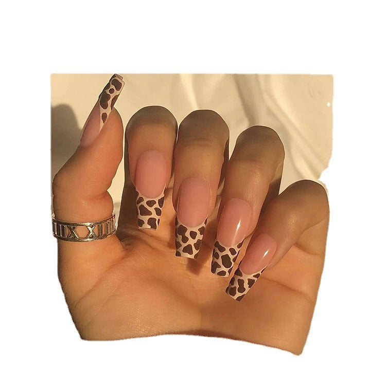 Press On Nails Leopard Print Long Ballet Fake Nail Nails