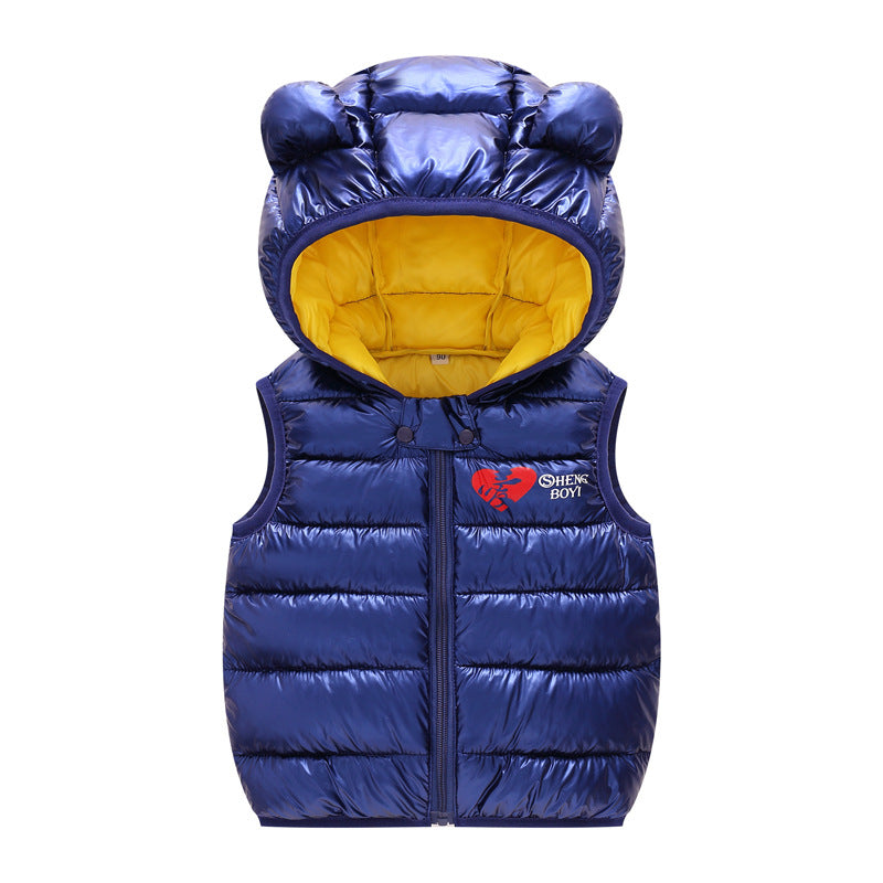 Children Warm Down Vest  Baby Boys Girls Sleeveless Waistcoat Kids Outerwear Vests Children Hooded Jackets