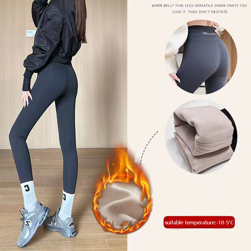 Fleece Thickened Leggings Winter High Waist Tight Skinny Tummy Control Buttocks Slimming Yoga Pants