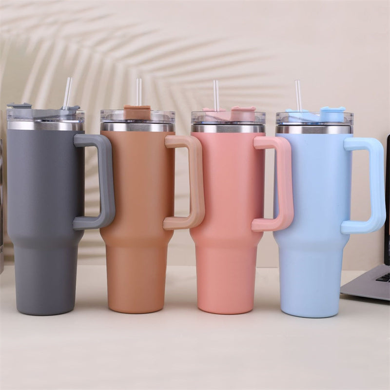 Stainless Steel Cup With Straw BPA Free Thermal Mug 40oz