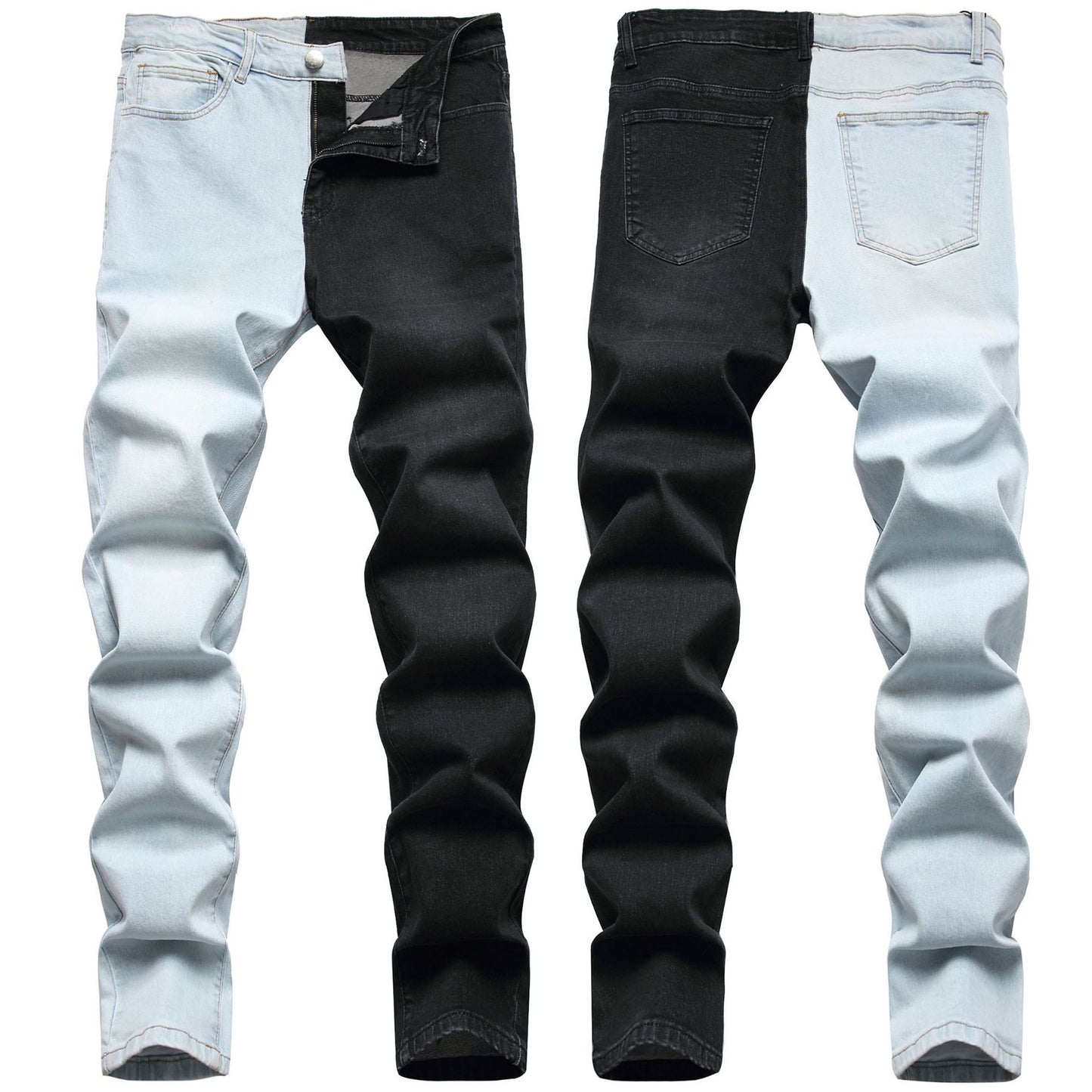 Stitching Jeans Fashion Trend Men's Micro-elastic Slim Fit