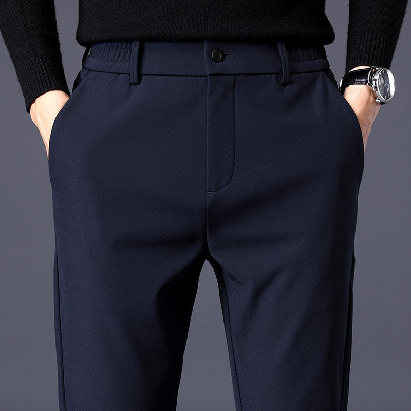 Fleece-lined Thick Casual Pants Slim Fit Ankle Tight Trousers