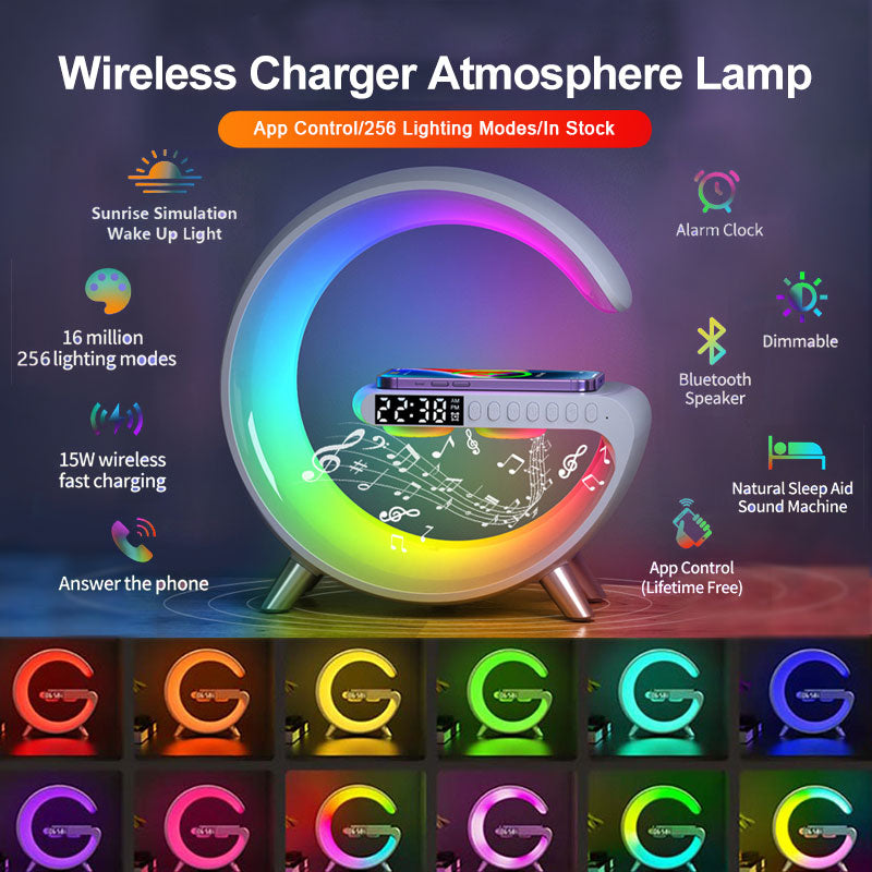 G Shaped LED Lamp Bluetooth Speake Wireless Charger Atmosphere Lamp