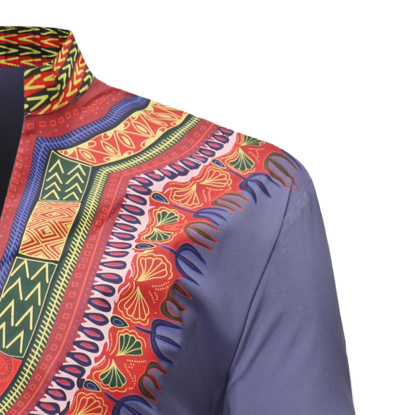 Men's Standing Collar African Native Character Print Three-quarter Sleeves