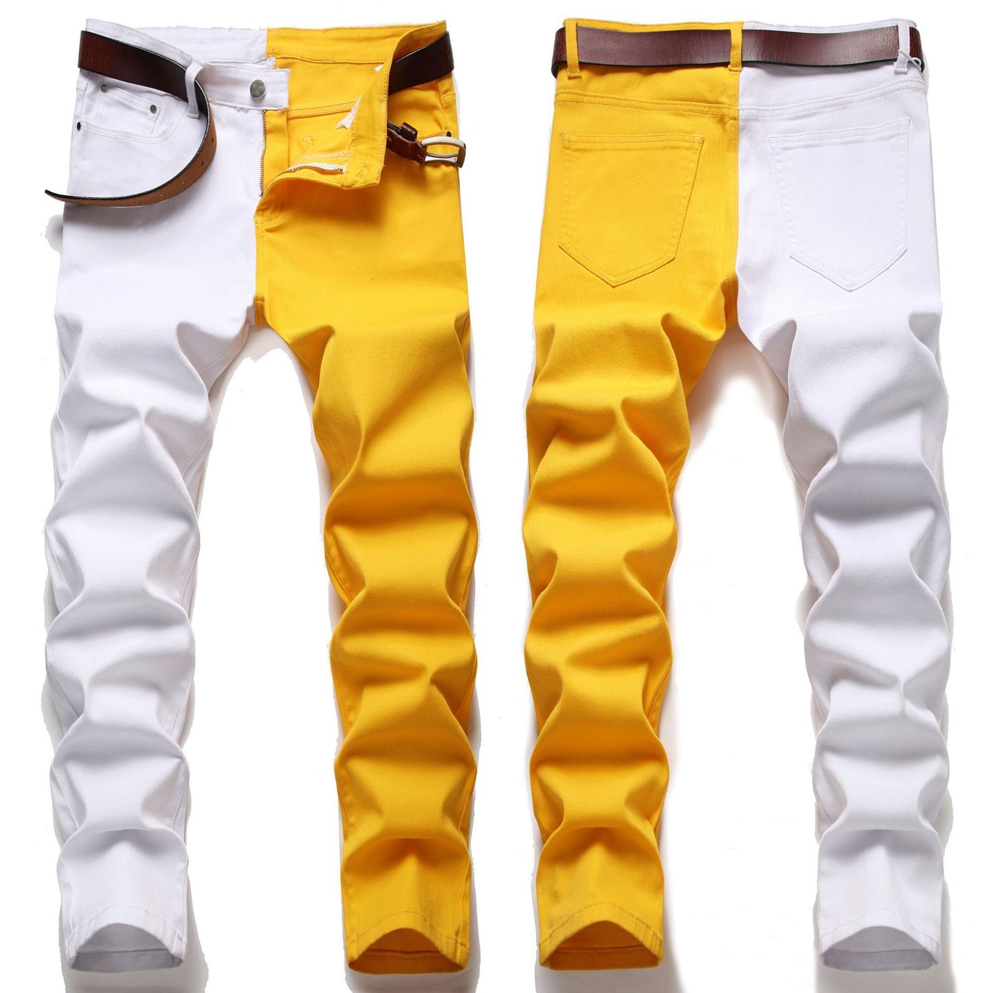 Stitching Jeans Fashion Trend Men's Micro-elastic Slim Fit