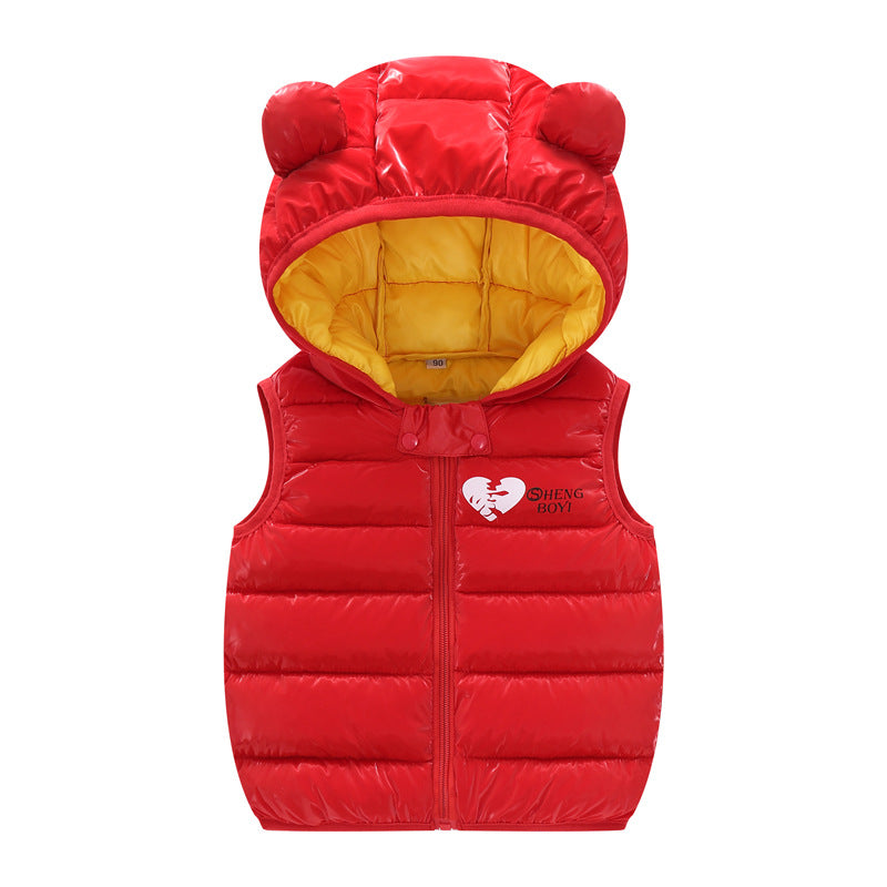 Children Warm Down Vest  Baby Boys Girls Sleeveless Waistcoat Kids Outerwear Vests Children Hooded Jackets