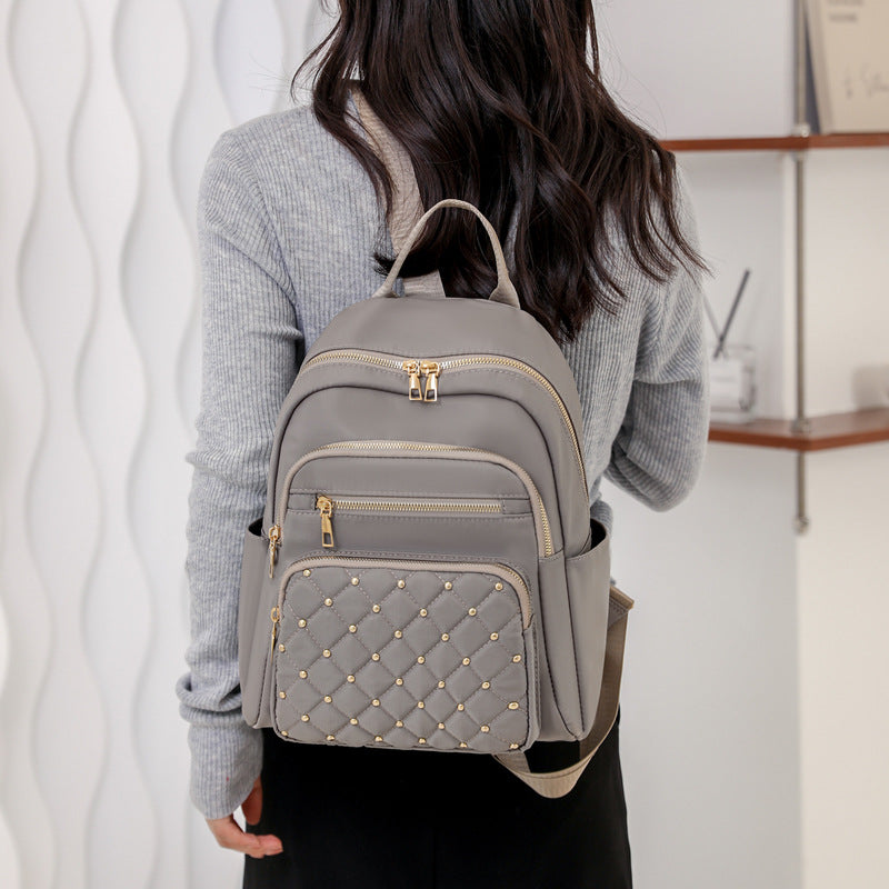 Rhombus Sewing Rivet Fashion Backpack