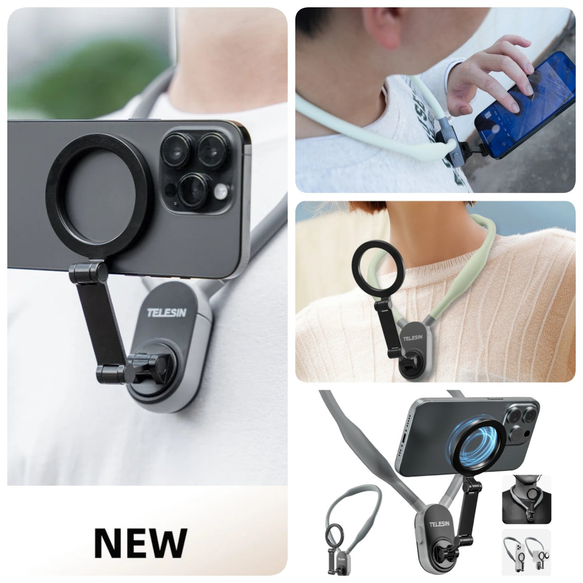 Silicone Phone Magnetic Neck Mount Quick Release Hold For Cell Phone Neck Hanging Bracket