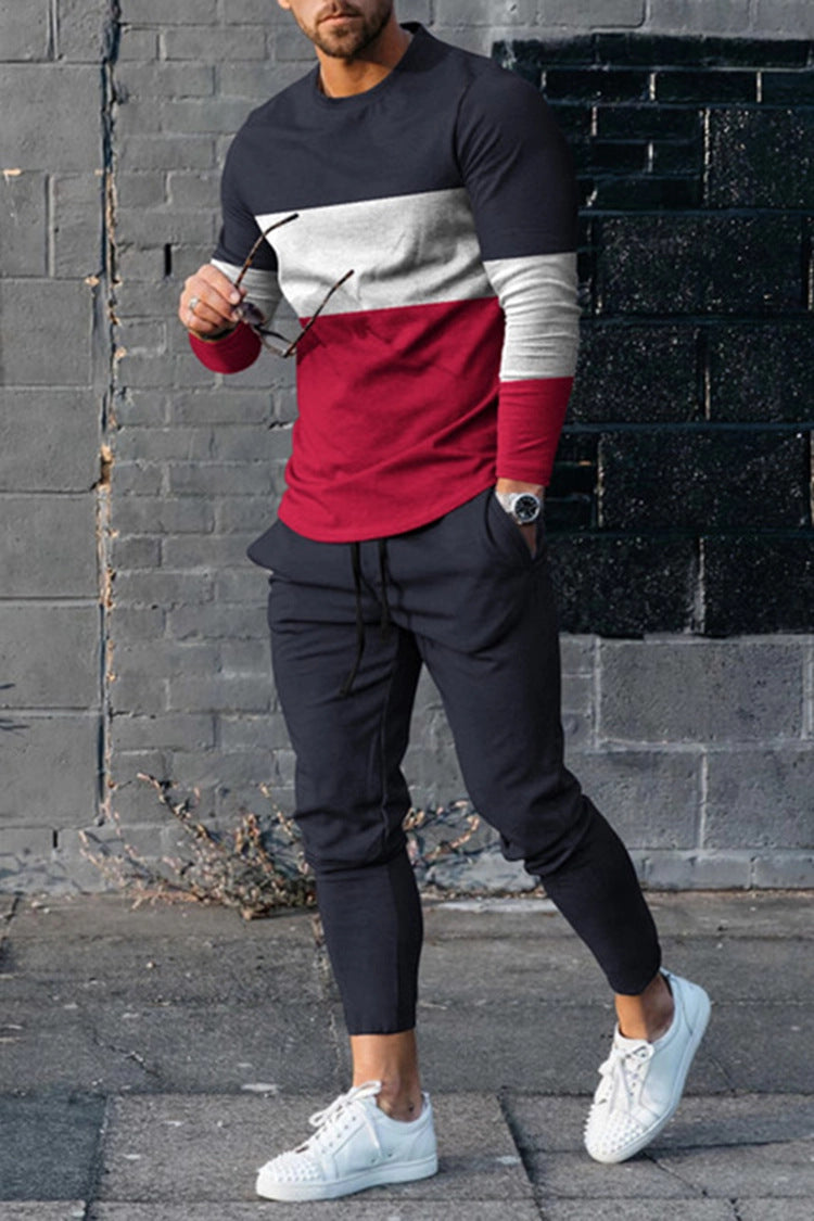 Multi-color Long Sleeve Casual Sports Men Suit