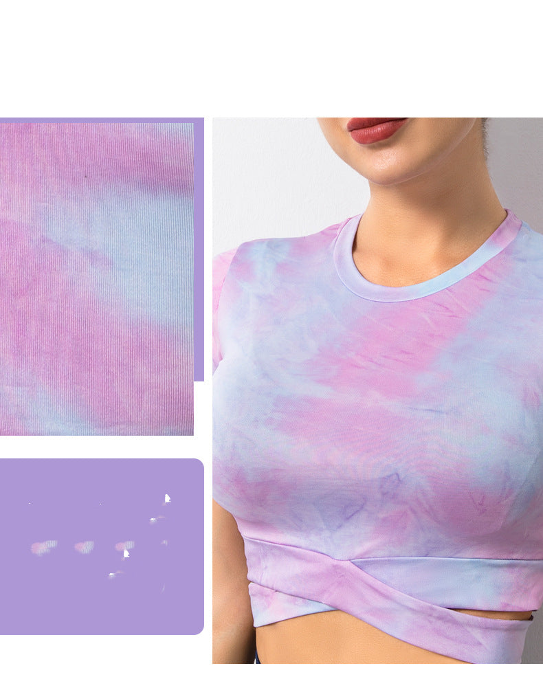 Fitness Top With Navel-dye Short-sleeved