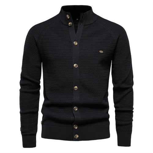 Button Mock Neck Men's Cardigan