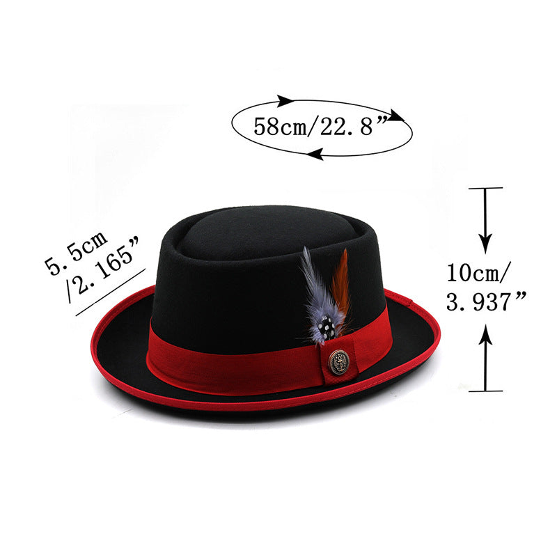 Billycock Felt Small Brim Bowler Hat Men