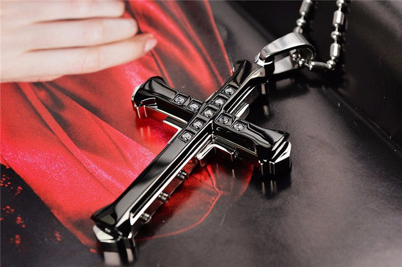 Men's Crystal Cross Pendant