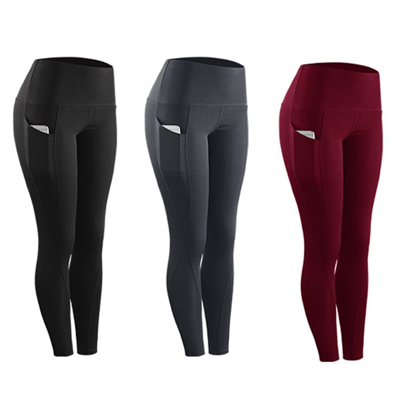 Compression Skinny Fitness Leggings Stretch Sportswear Casual Leggings Pants with Pocket