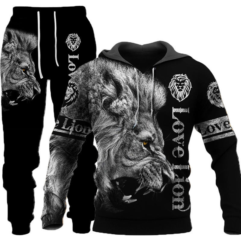 Lion Tiger 3D Digital Printing Hoodie Men's Hooded Suits