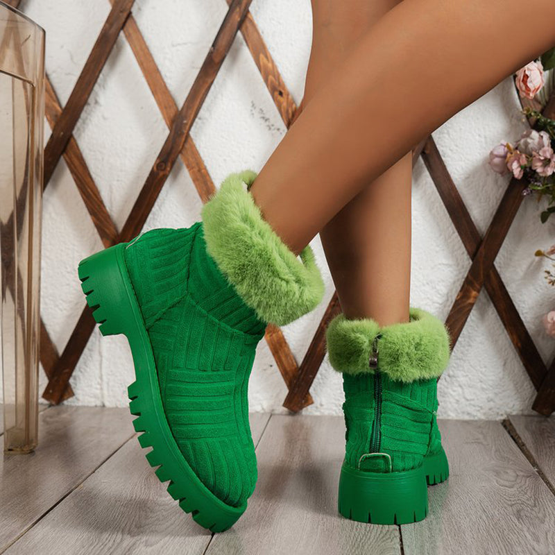 Winter Ankle Boots Fashoin Thick-soled For Women Plush Shoes