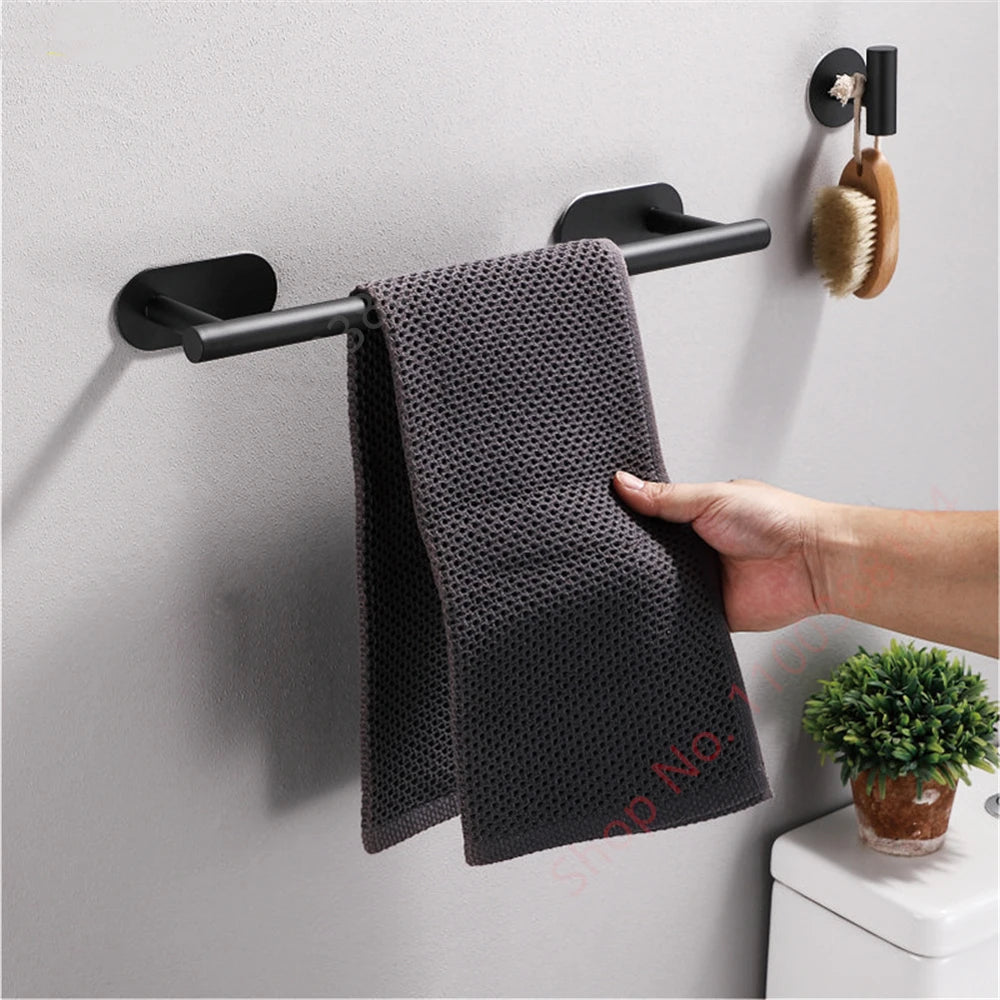 Wall Mount Toilet Towel Paper Holder Adhesive Black Silver Kitchen and bathroom Roll Paper