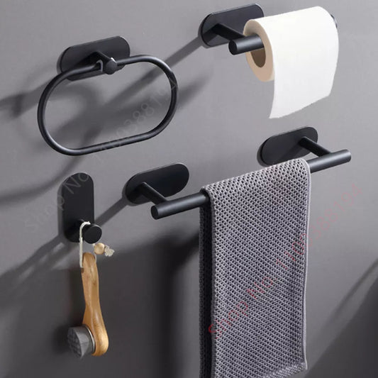 Wall Mount Toilet Towel Paper Holder Adhesive Black Silver Kitchen and bathroom Roll Paper