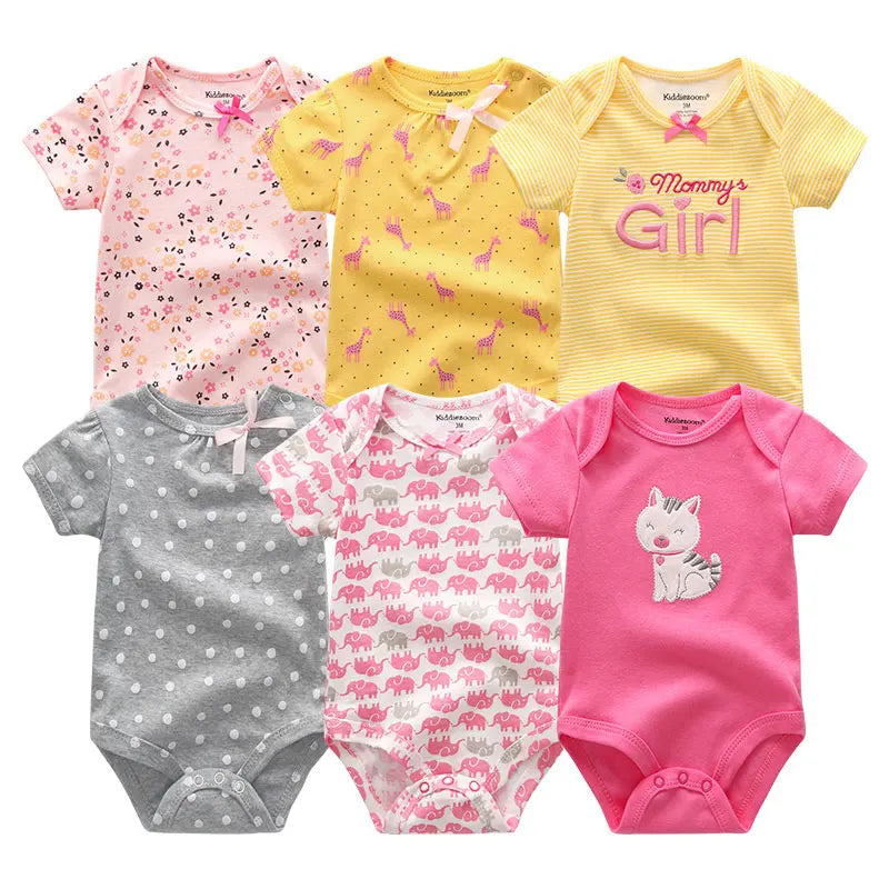 Baby Girl Jumpsuit 6Pcs Toddler Boys Romper Cartoon Newborn Outfits Infant Clothes Set Cotton