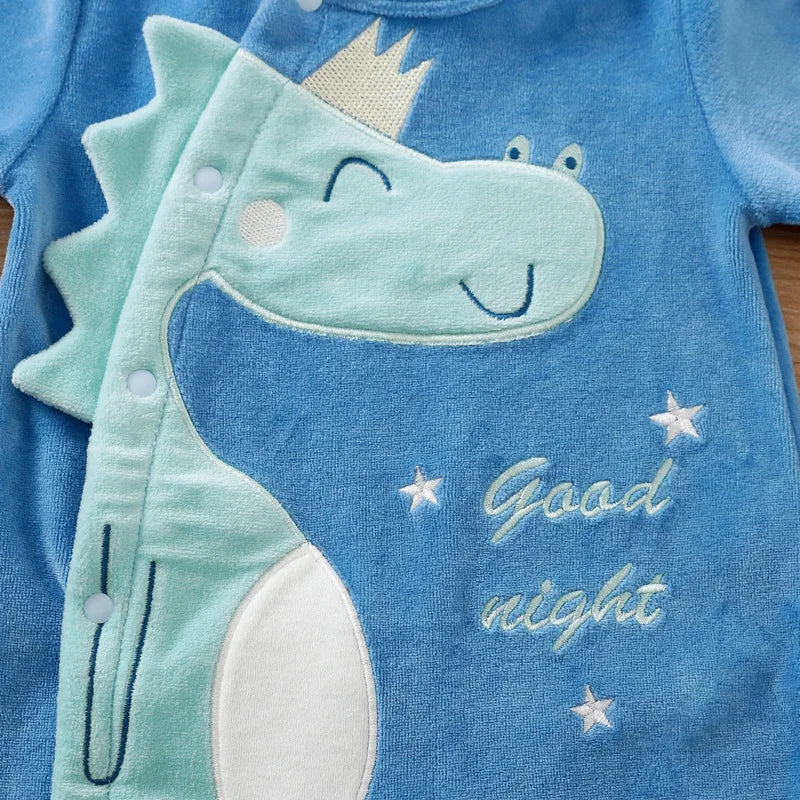 Winter Baby Boy Clothes 0 to 12 Months Dinosaur Print Fleece Jumpsuit Bodysuits & One-pieces Long-sleeve