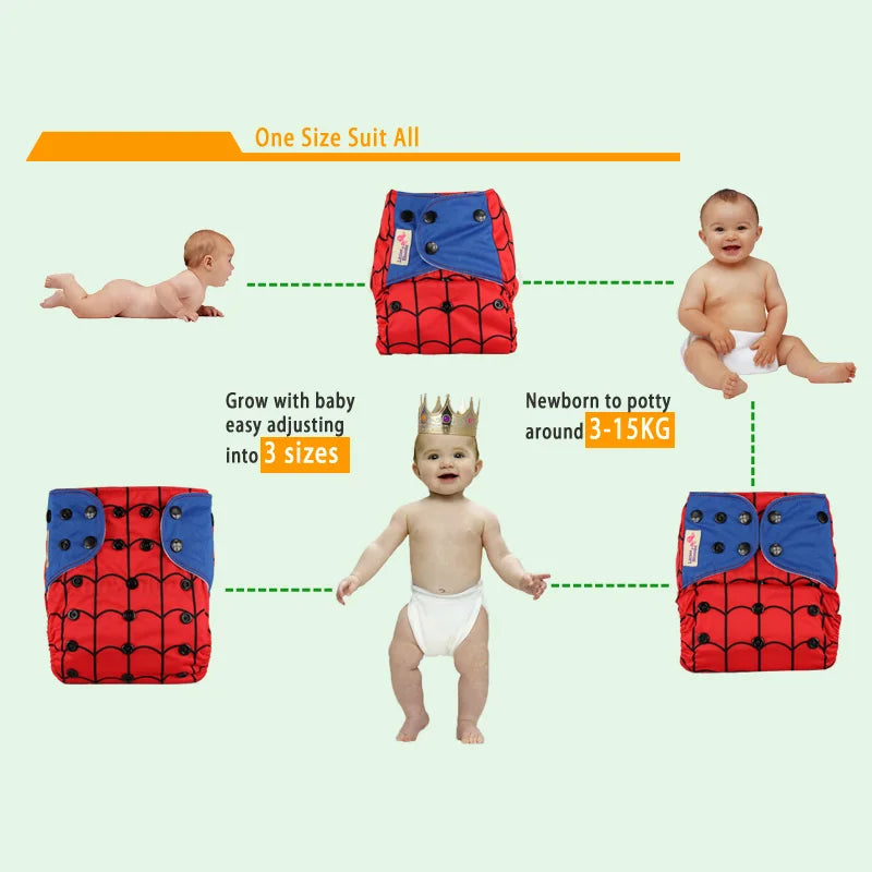 Washable Reusable Cloth Diaper Ecological Adjustable Real Pocket Nappy Fit 0-2year 3-15kg