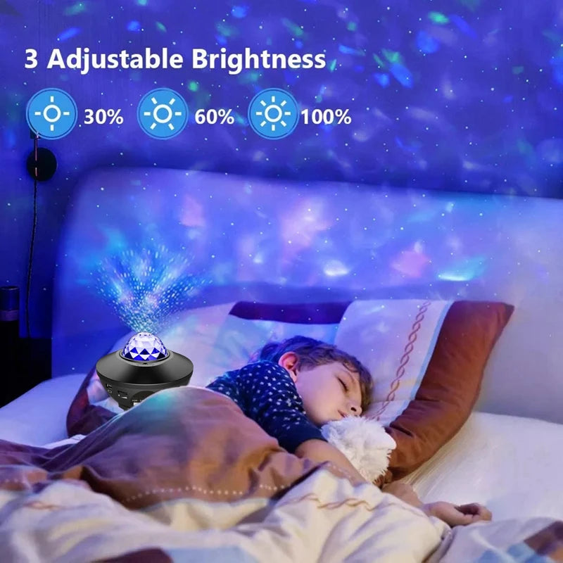 Starry Projector Galaxy Night Light with Ocean Wave Music Speaker Nebula Cloud Ceiling Lamp for Decoration