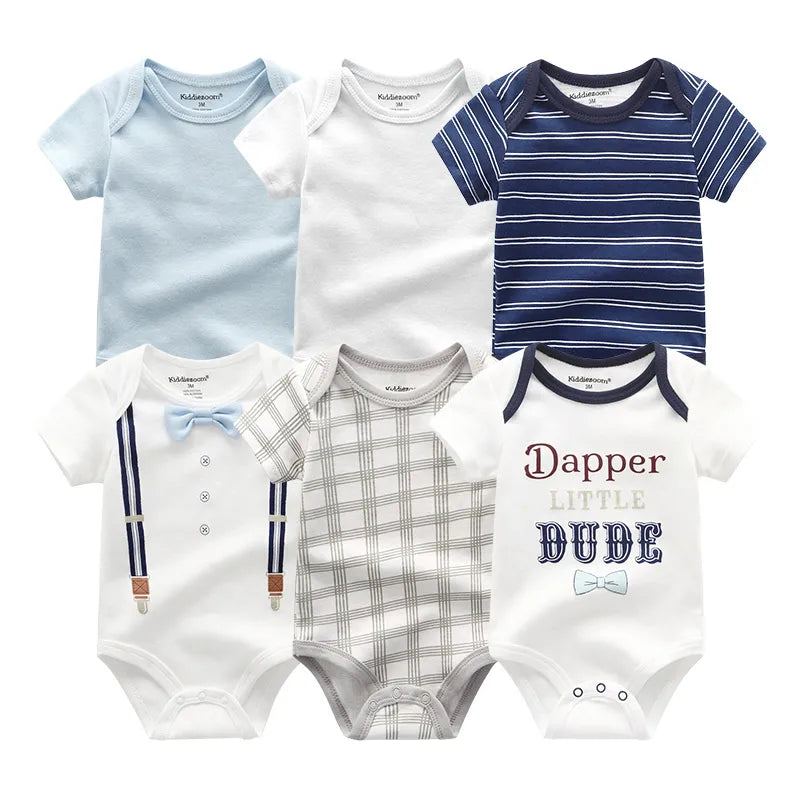 Baby Girl Jumpsuit 6Pcs Toddler Boys Romper Cartoon Newborn Outfits Infant Clothes Set Cotton