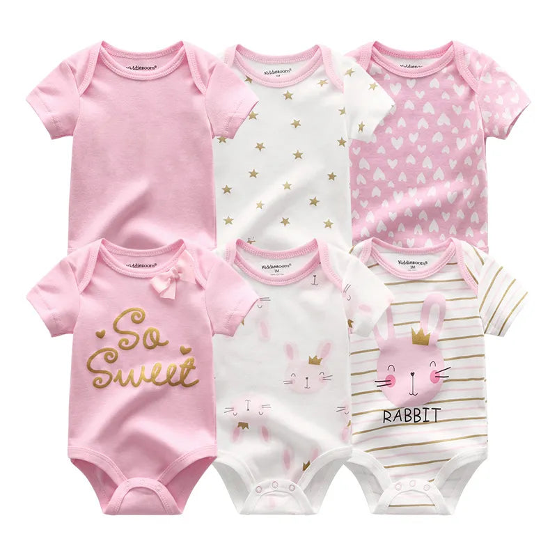 Baby Girl Jumpsuit 6Pcs Toddler Boys Romper Cartoon Newborn Outfits Infant Clothes Set Cotton