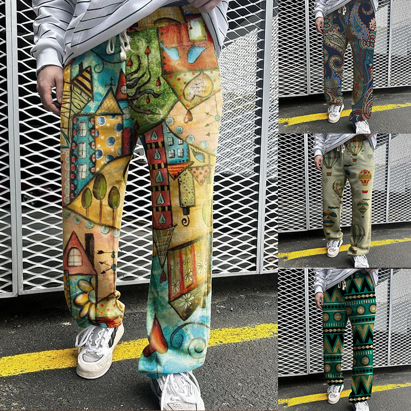 Print Loose Trousers For Men