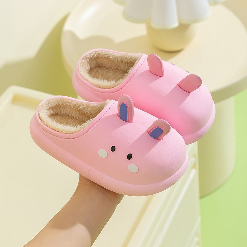 Children's Winter Fleece Lined Thermal Soft Bottom Waterproof Non Slip Outdoor Cotton Slippers