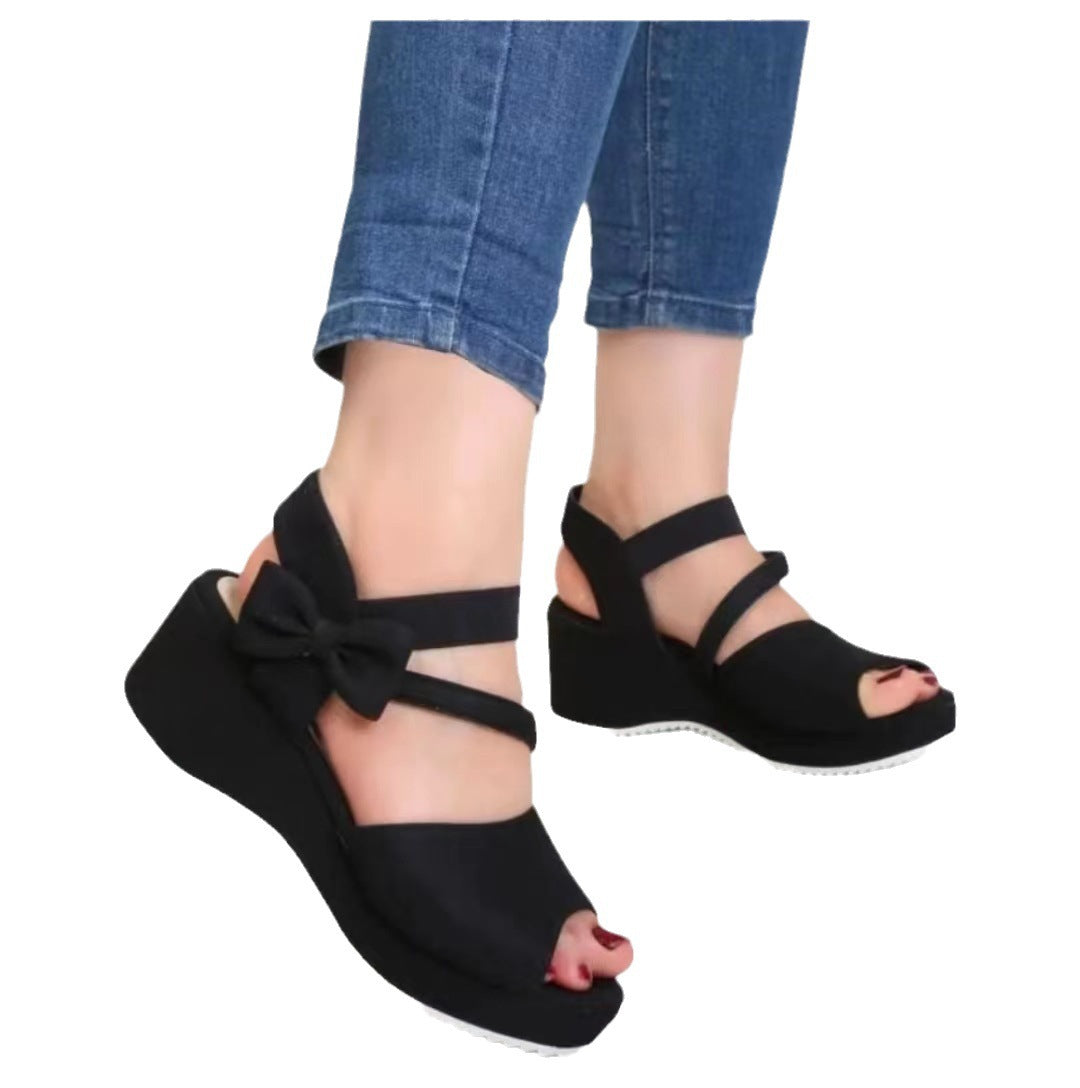 Suede Wedge Peep Toe Sandals