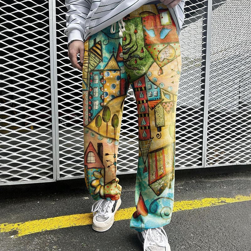 Print Loose Trousers For Men