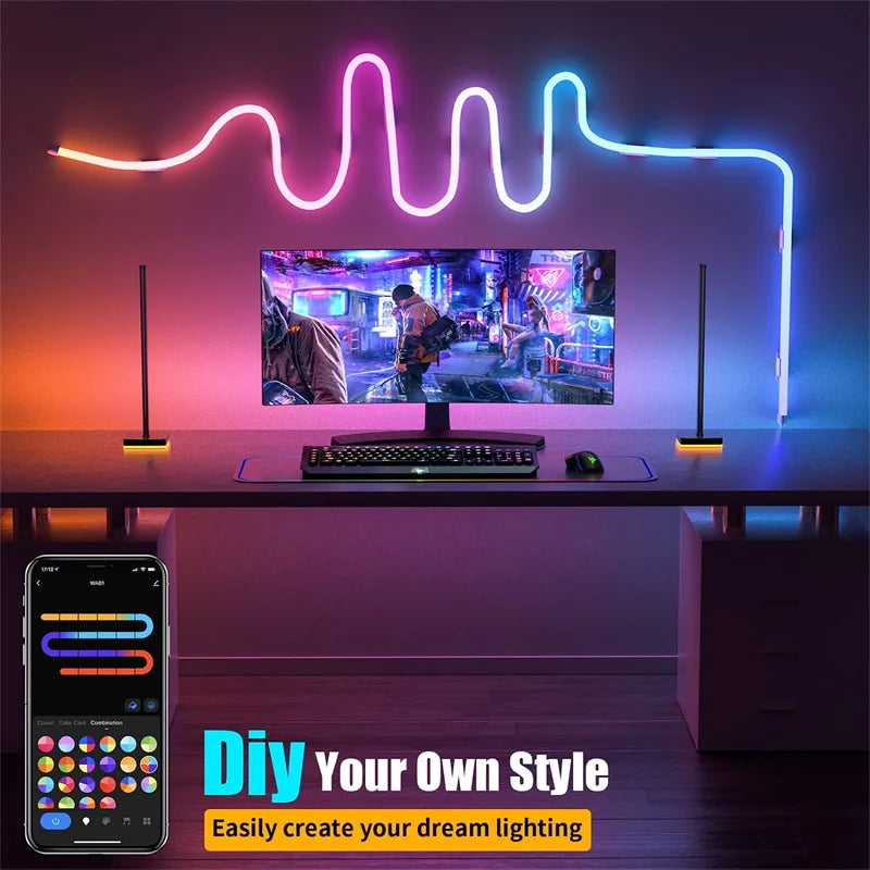 LED Strip Lights  Silicone Neon Rope Light with Music Sync RGBIC Dream Color Chasing Strip Tape for Room