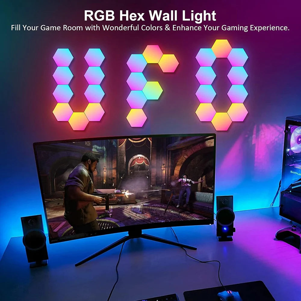 LED Hexagon Light Bluetooth  Game Room Decoration Bedroom Bedside