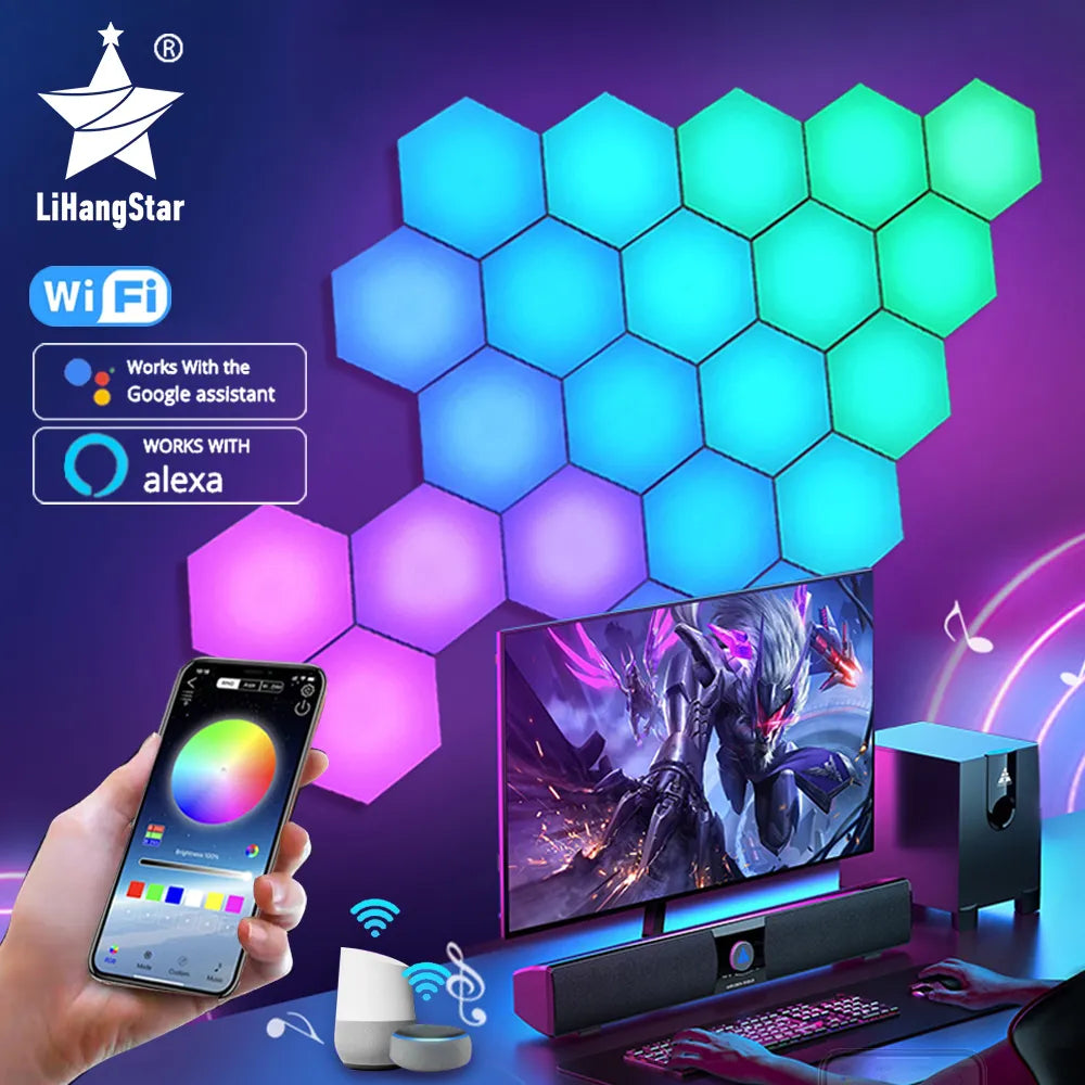 Bluetooth LED Hexagon Light Indoor Wall Light