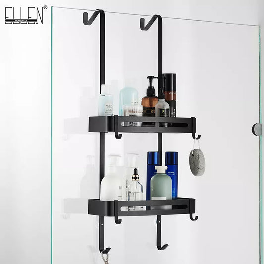 Black Hanging Bathroom Shelf Organizer Nail-free Shampoo Holder Storage Shelf Rack Bathroom Basket Holder