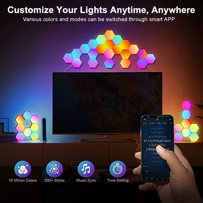 LED Hexagon Light Bluetooth  Game Room Decoration Bedroom Bedside