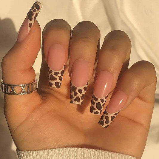 Press On Nails Leopard Print Long Ballet Fake Nail Nails