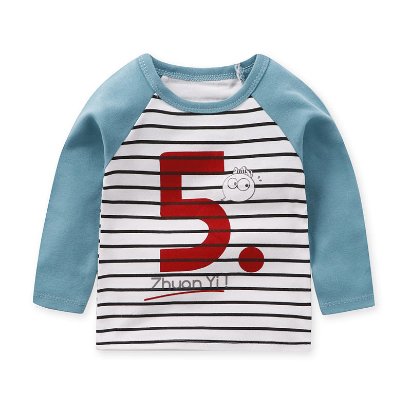 Children's Cotton Base Shirt Round Neck Raglan Sleeves Top