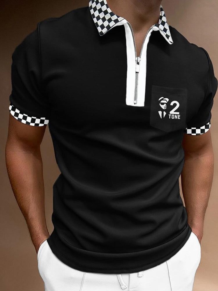 Men's POLO Shirt Striped Printed Short Sleeve T-Shirt