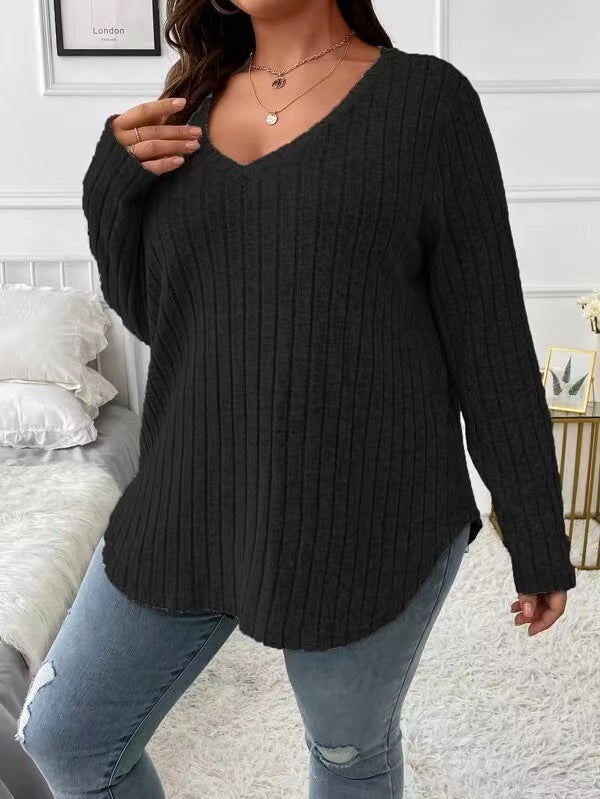 Fashion V-neck Long-sleeved T-shirt