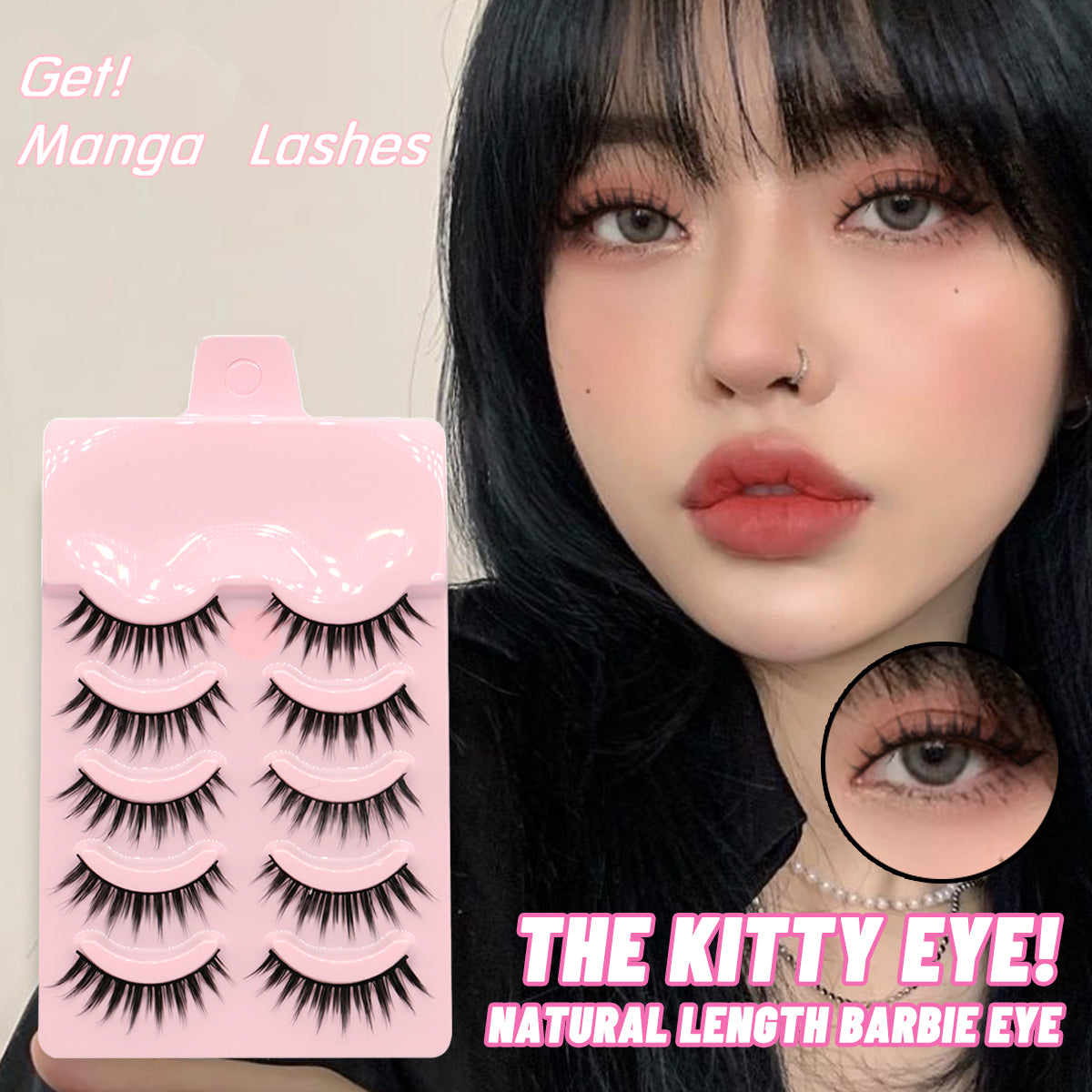 5 Pairs Manga Lashes Anime Cosplay Natural Wispy Makeup Artificial False Eyelashes