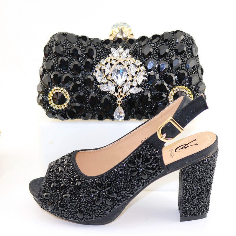 High Heel Style Bag With Rhinestone Shoes