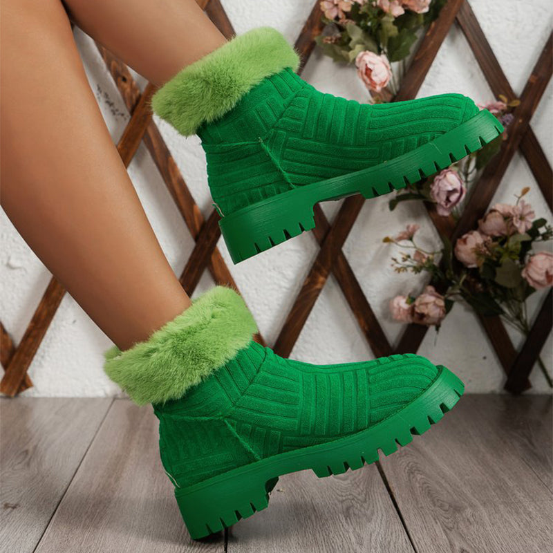 Winter Ankle Boots Fashoin Thick-soled For Women Plush Shoes