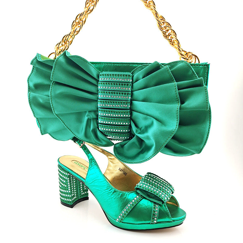 Fashion Suit Fish Mouth Hollow High Heels And Bow Clutch Bag