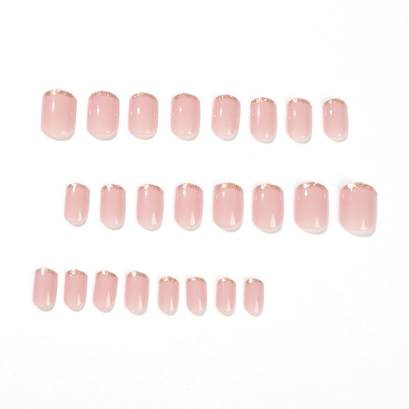 Mid-Length Press On False Nails Gradient Easy Wear Reusable Natural