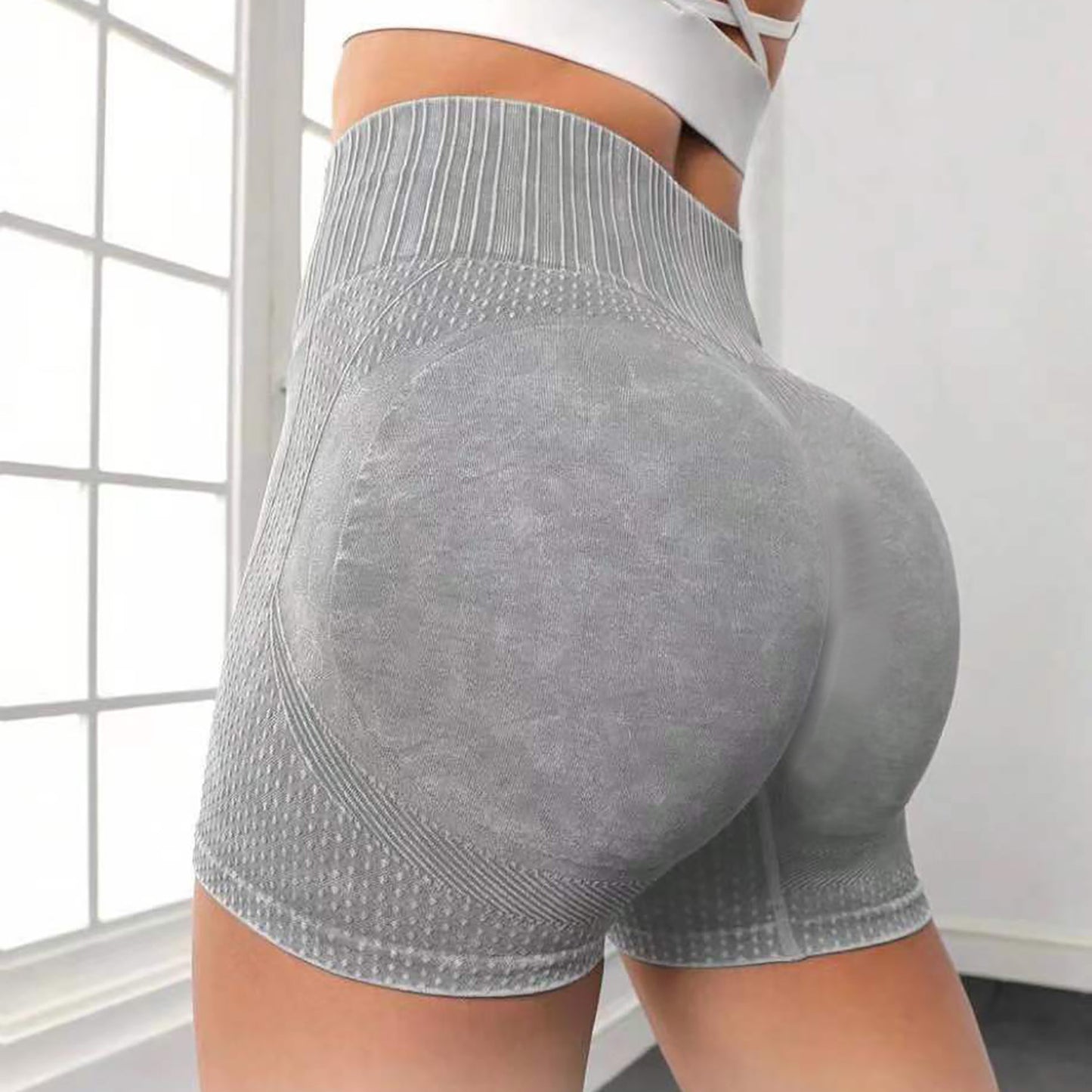 High-waisted Hip-lifting Solid Color Quick-drying Tight Running Yoga Shorts