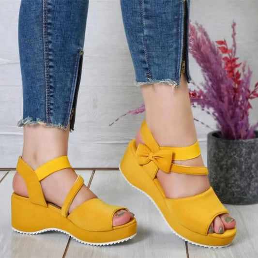 Suede Wedge Peep Toe Sandals